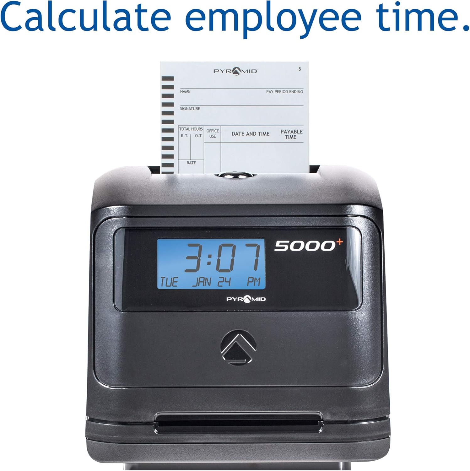 Pyramid Time Systems, Model 5000 Auto Totaling Time Clock, Handles up to 100 Employees, Automatically calculates Worked time Between Punches and accumulates Worked Hours per Pay Period, Made in USA, black : Office Products