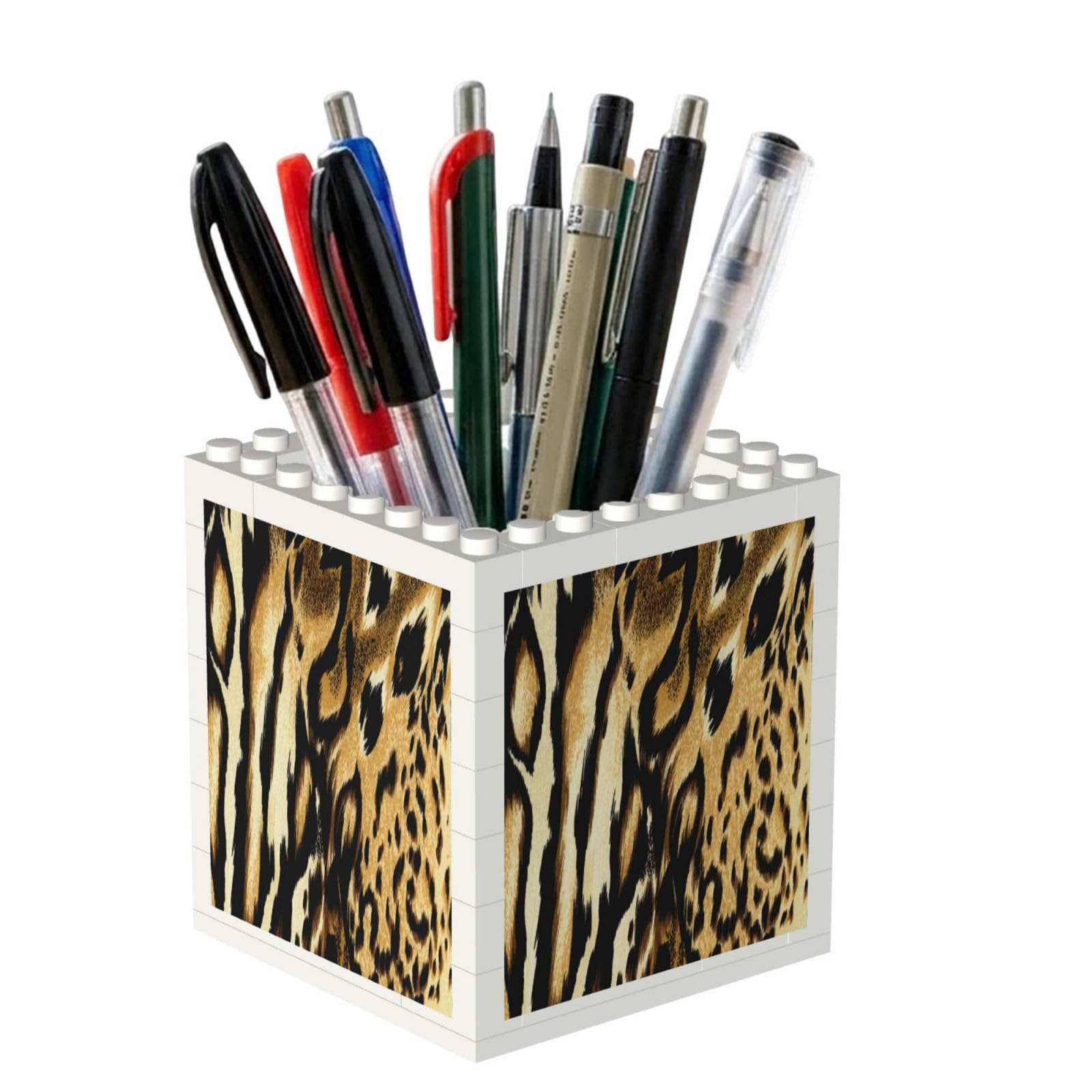 Poadnly Leopard Lion Tiger Skin Fur Brindle, Pen Pot Pencil Holder for Office Home School, Compact Desk Organiser for Office Stationery