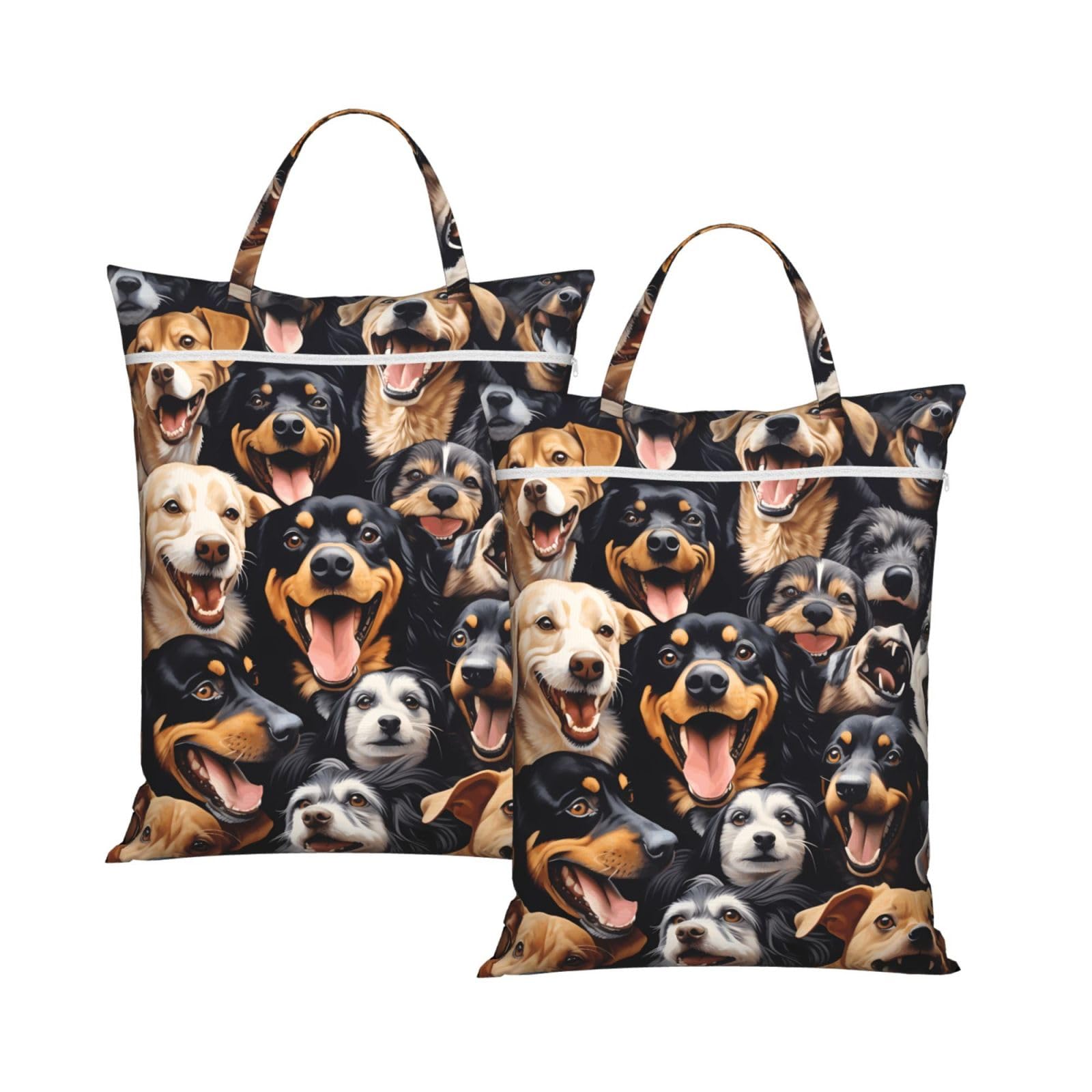 Dogs_Proc Travel Laundry Bag With Zipper Dirty Clothes Bag Water Resistant Laundry Storage Sack Portable Organizer For Travel Beach School Camping Gym