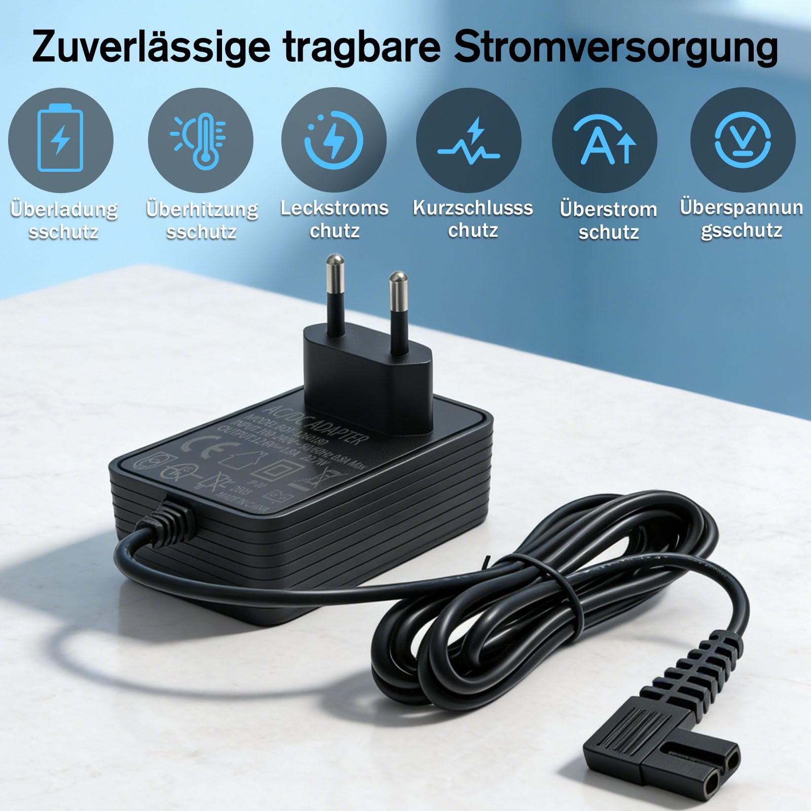 Caricatore per robot da piscina, 12,6 V, per Steinbach, Poolrunner Battery Basic 2.0, alimentatore di rete, corrente costante con luce rotante