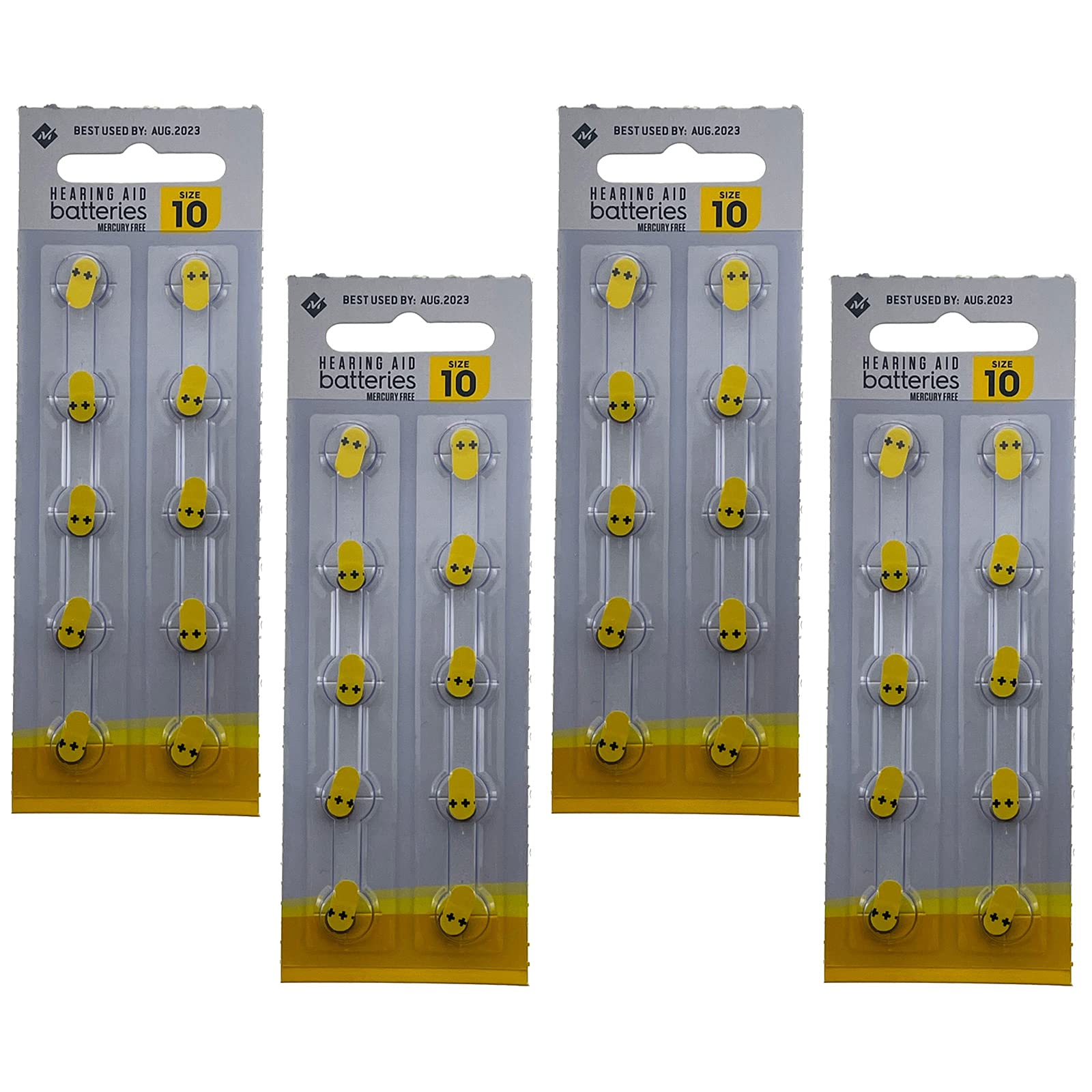 Exell Battery 4X 10pk 1.45V Size 10 Hearing Aid Battery Zero Mercury Long Tab Easy to Insert Replaces VT10, XL10, AP10, 10HPX, 10A, R10ZA, 10AE, L10ZA, AC230E, ME10Z, PR536, DA230, ZA10, V10AT, PR536