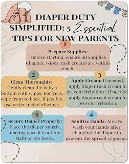 Parents Diaper Change Guide Tin Sign Nursery Parenting Tip 12x8 Inch | Quick step reference for room hospital ward metal sign easy