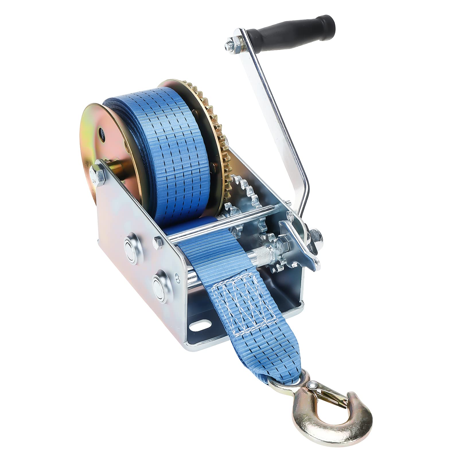 BOOMSTART Manuale Mano argano Cavo 1130Kgs 2500LBS con 10m Cinghia di Tessitura per Barca rimorchio Caravan Marine