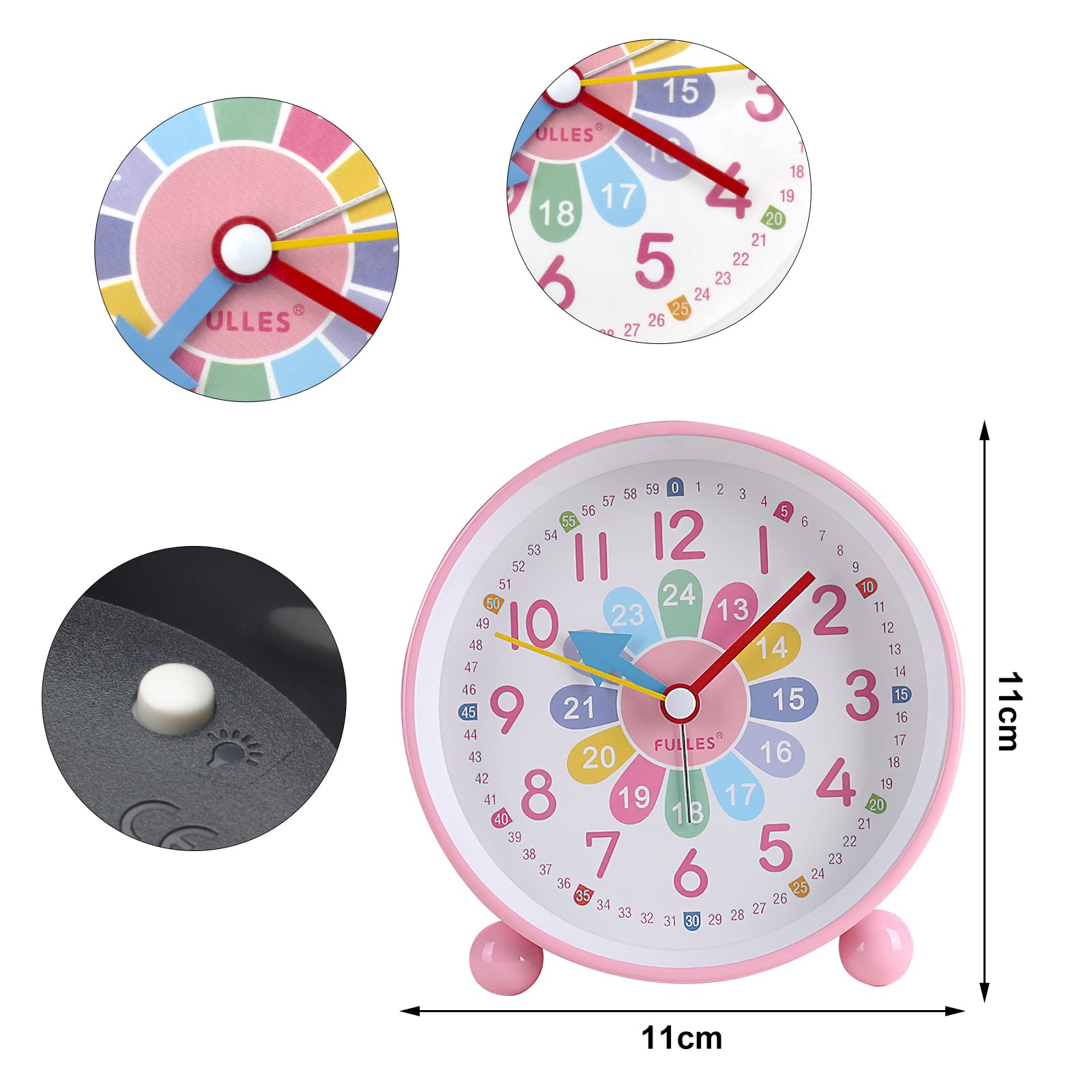 VOSSOT Réveil Numérique Enfants sans Tic-tac Silencieux Horloge Analogique Compact avec Veilleuse Snooze