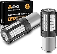 Vista 14 de Alla Lighting Bombillas LED 4014-84 SMD BAY15D 1157, señal de giro blanco de xenón de 6000 K, luces traseras de freno 7528 2357 3496 doble filamento