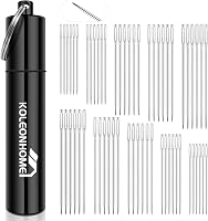 KOLEONHOME 60-Pack Large Eye Sharps Needles, 5 Sizes Embroidery & Hand Sewing Steel Needles with Aluminum Storage Tube