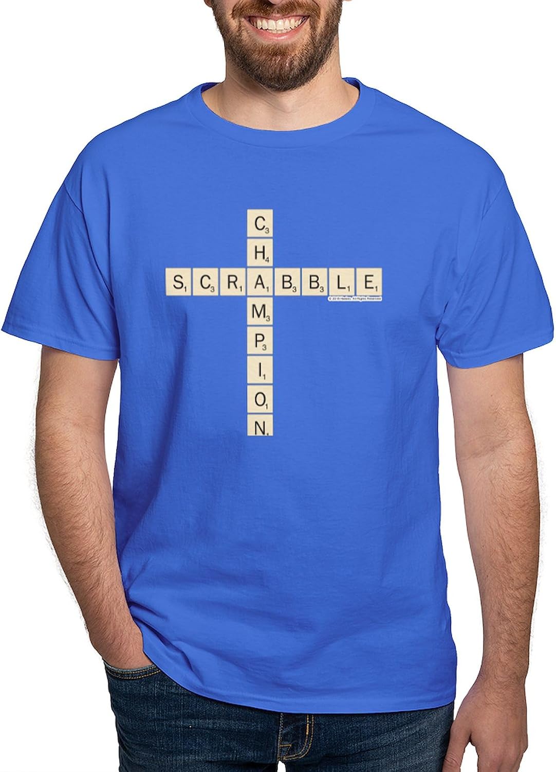 CafePress Scrabble Champion Dark T Shirt Men's 100% Cotton, Classic Graphic White T-Shirt