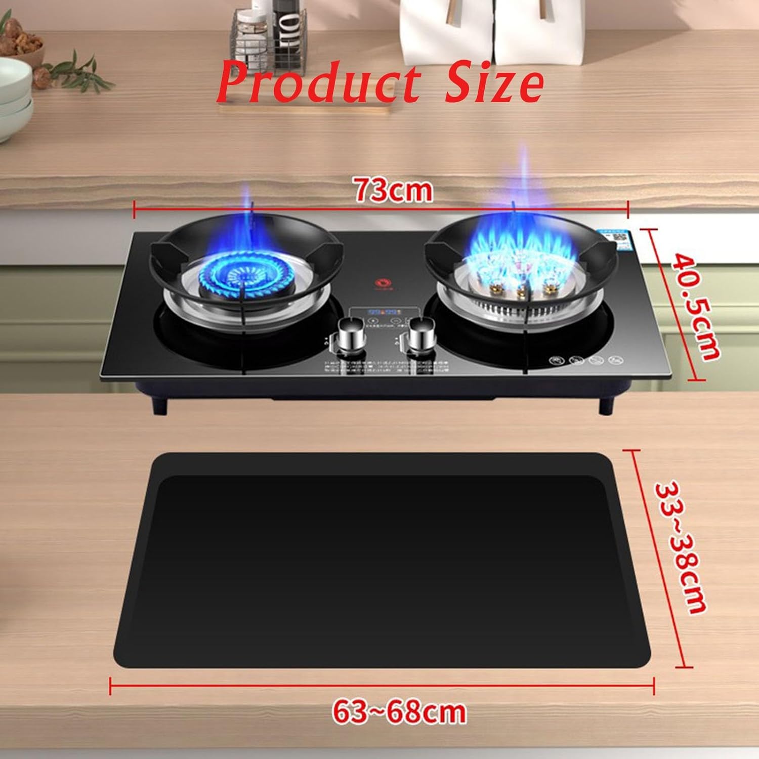Dual Burner Gas Cooktop,17742 BTU Esktop/Embedded Black Tempered Glass Gas Hob Stovetop,Easy to Clean,Suitable for Apartments,Indoors (Size : LPG)