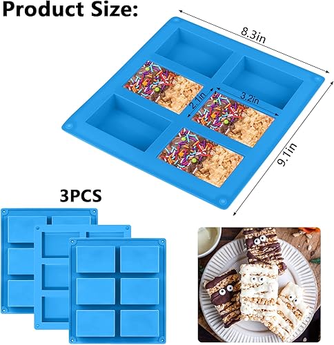 Miniatura 2 de Sidosir Rice Krispies - Molde de silicona para Rice Krispies Treats Baking, barras de granola de cereales de 6 cavidades para chocolate y pastel de
