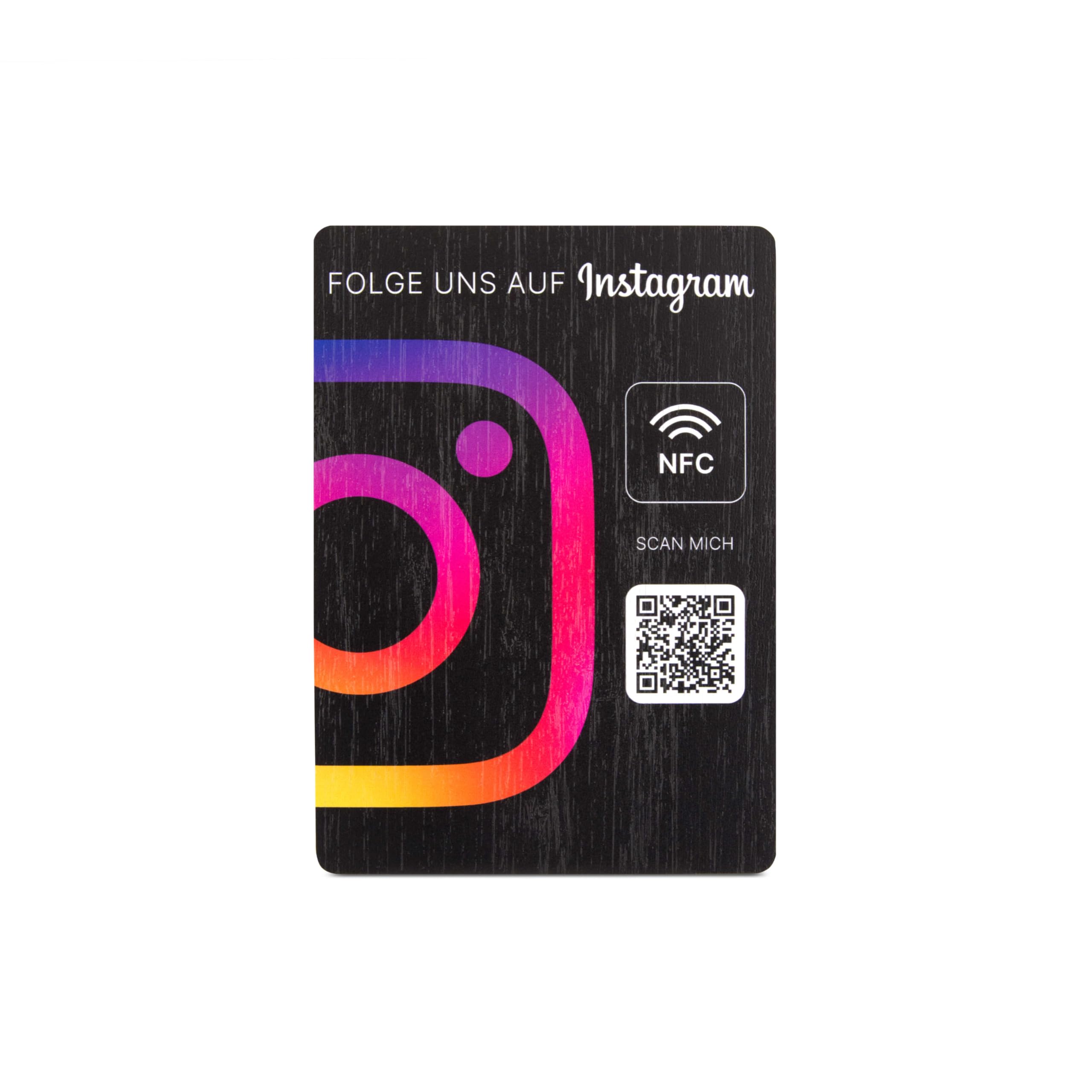 Instagram NFC Schild, Bambus, 105 x 148 mm, fertig eingerichtet, mit NFC und QR-Code