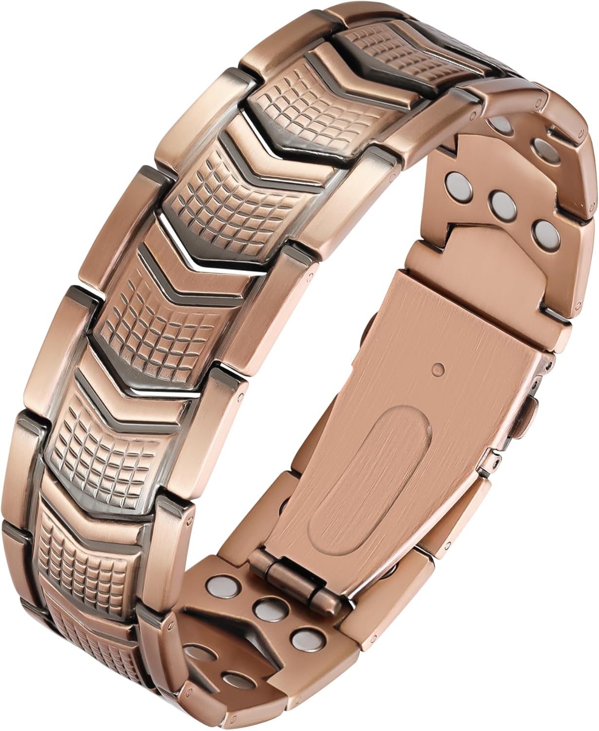 Feraco Copper Bracelet for Men 3X Strength,2 Magnetic Therapy Bracelet Copper Jewelry with Powerful 3800 Gauss Magnets,Premium Fold-Over Clasp