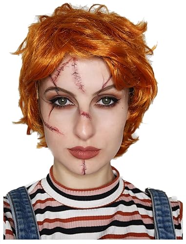 ALLAURA Evil Killer Doll Wig Orange Halloween Wig – Includes