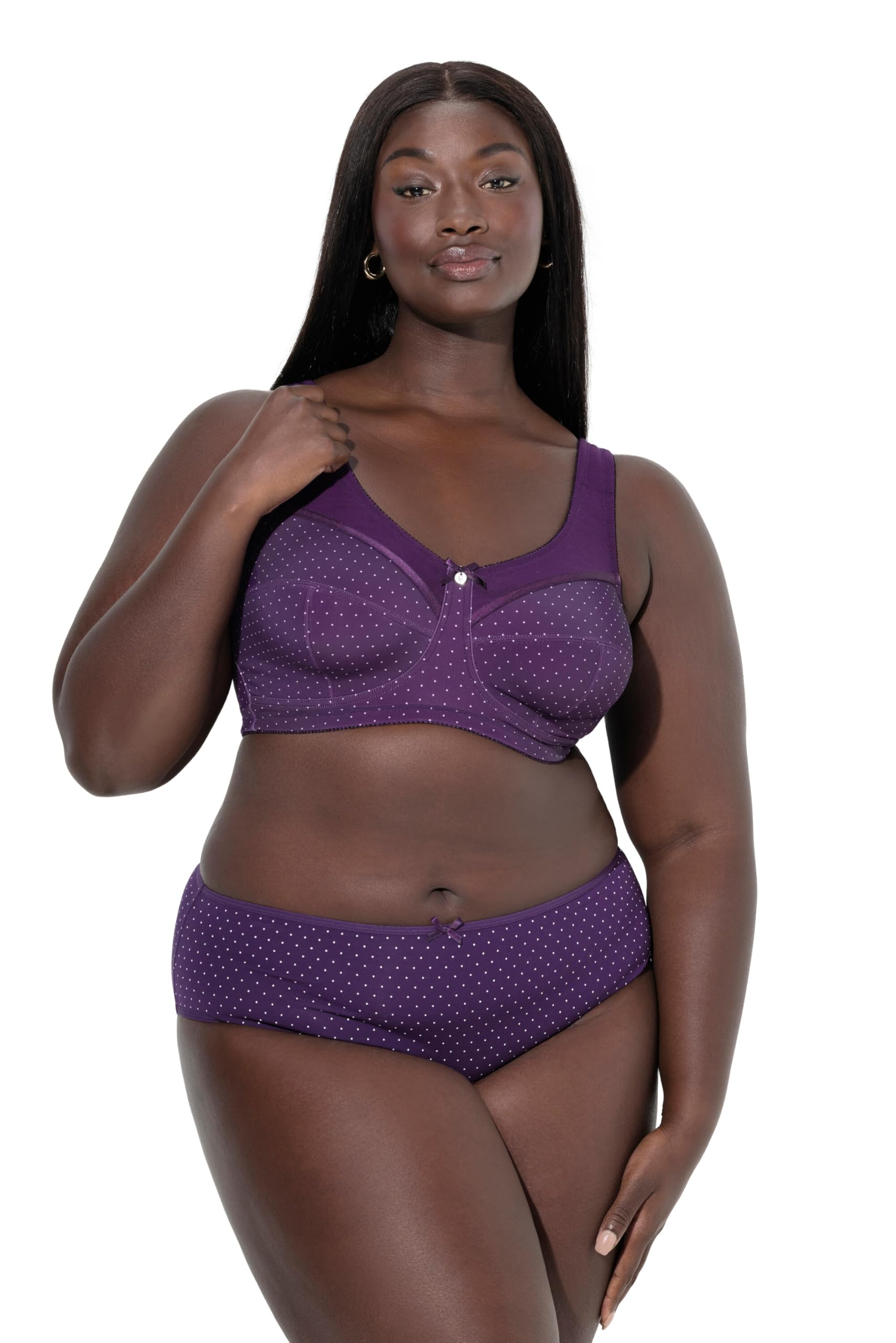 Ulla Popken Damen große Größen Übergrößen Plus Size Entlastungs-BH, Punkte, ohne Bügel 823947