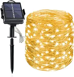 Luzes solares de 22 metros ao ar livre, 200 LED Super Bright Solar Lights ao ar livre, à prova d'água 8 modos Luzes solares de fadas para árvore de natal no jardim (Cor Quente)