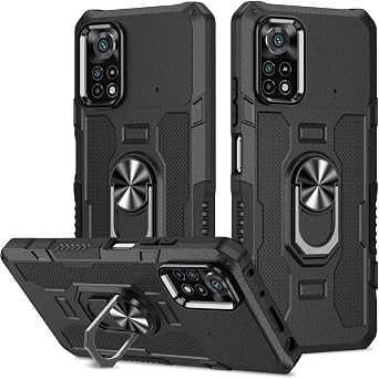 Phone Case for Xiaomi Poco X4 Pro 5G Case, 2201116PG Ring Holder Built-in Magnetic Car Mount Shockproof Camera Protective Cases Cover for Xiaomi Poco X4 Pro 5G Black
