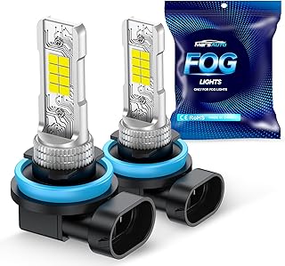 Marsauto H11/H8 LED Fog Light Bulb, 10000 Lumens 6000K White Super Bright & Compact H16/H8/H11 LED Bulb, 1:1 Mini Size Plug and Play Fog Lights, Pack of 2