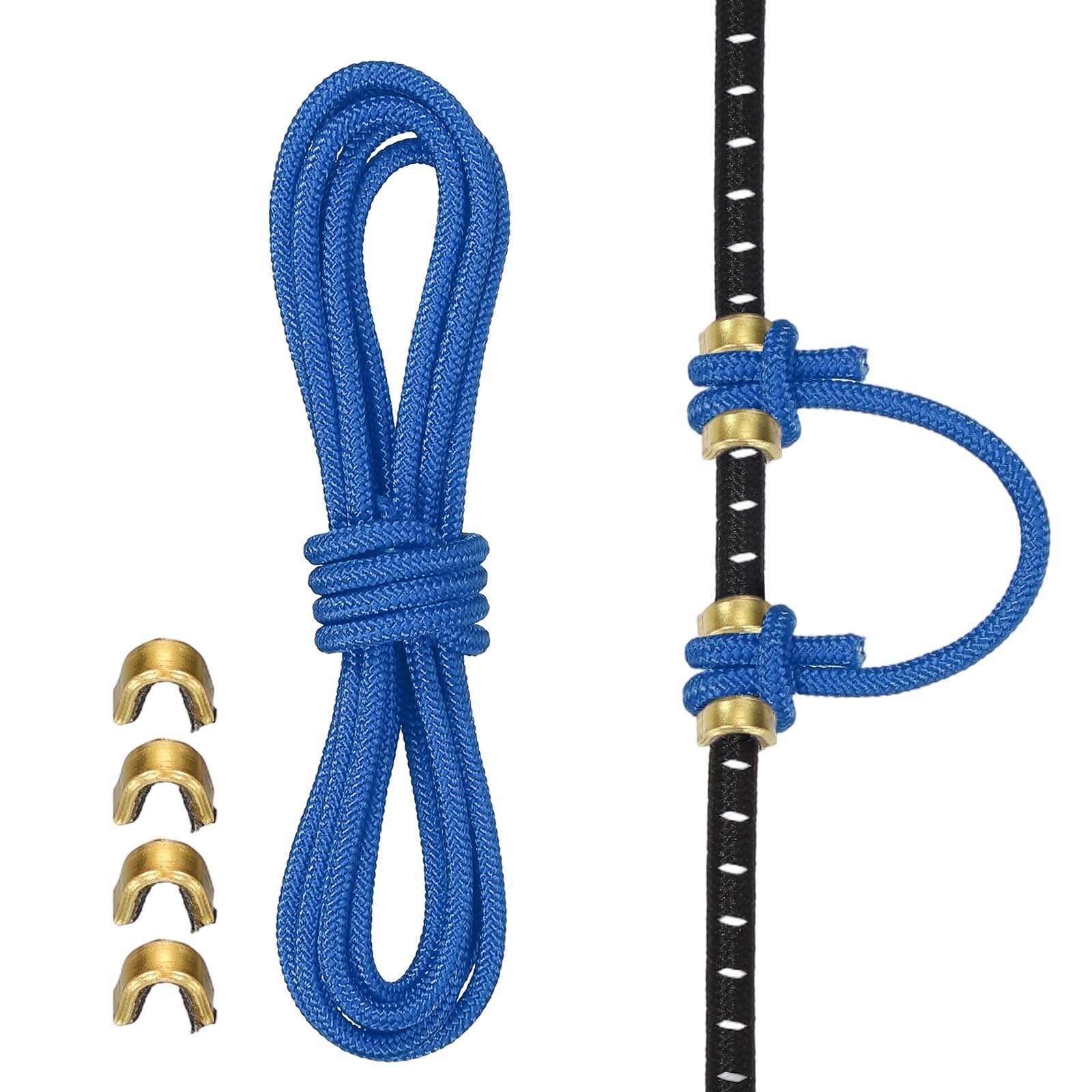YELARXI Archery D Loop Rope, Bow String D Loop Rope Thread Release Material with Brass Nock Points 3 ft & Blue -Fitting for (Compound Bow Strings/Archery Accessories)