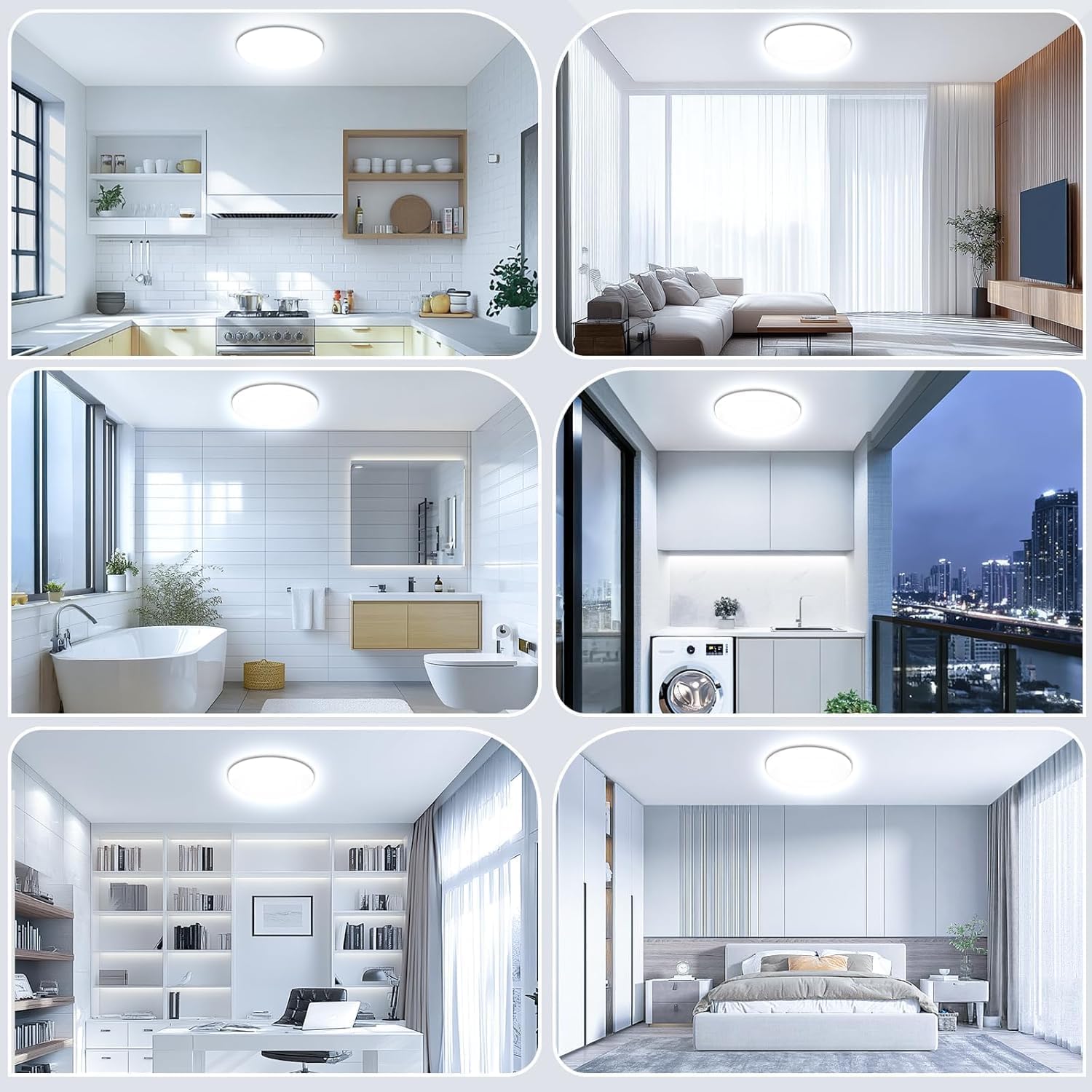 Plafon LED Techo, 36W 4500LM Lampara Techo, Plafones Para Techo LED Lámpara de Baño Impermeable IP54, Moderna Lamparas de Dormitorio Redonda Sin Marco de Estar Cocina Pasillo Sótano Oficina -6500K