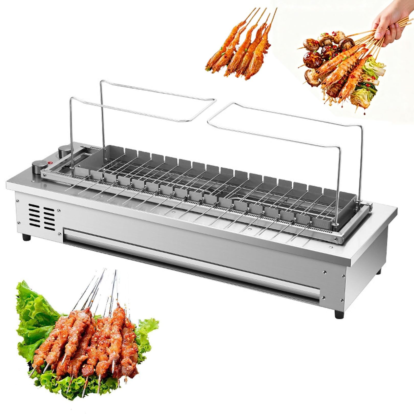 Parrilla eléctrica con rotación automática 360 y temperatura ajustable sin humo
