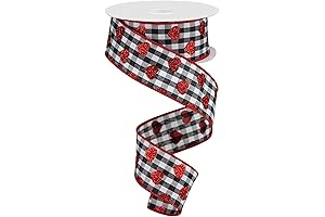 1.5 Yard Black Glitter Heart Ribbon