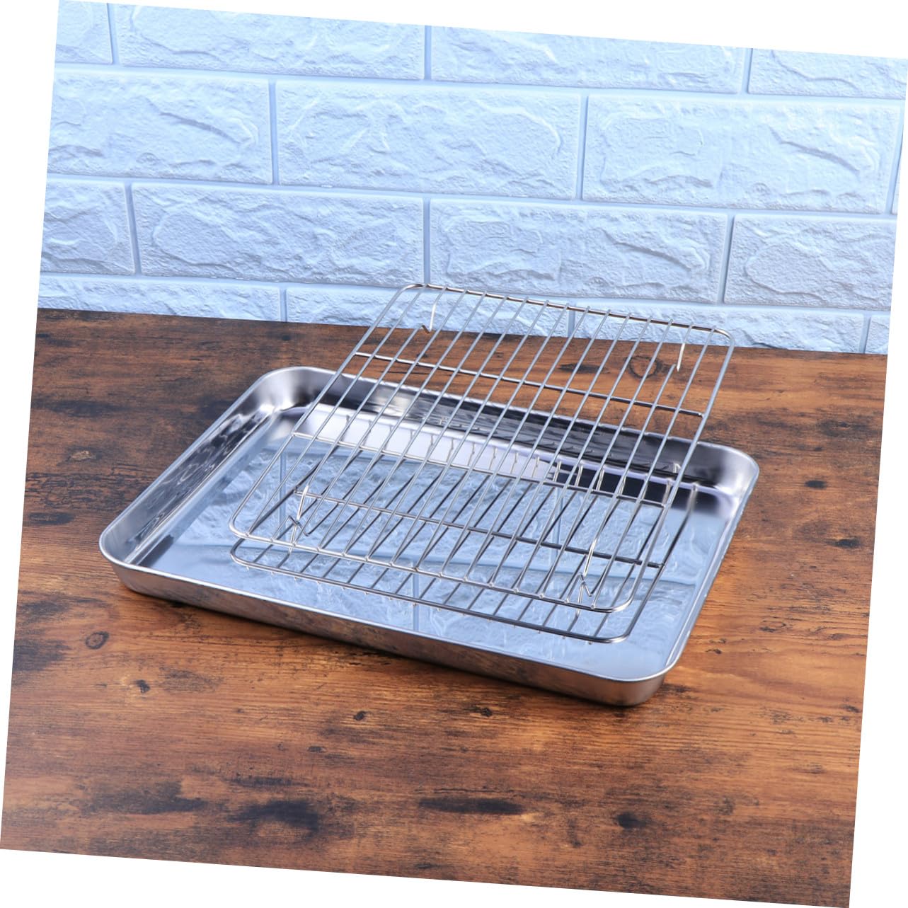 Zerodeko 2 piezas Bandeja para Hornear y Rejilla de Enfriamiento de Acero Inoxidable Bandeja Reforzada sin para Pasteles Galletas y Tartas Resistente y Fácil de Limpiar para Hogar y