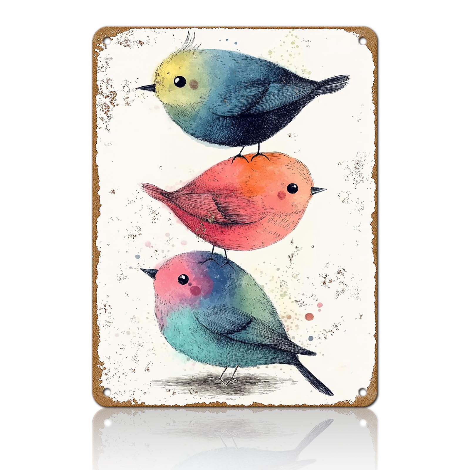 Anceky Funny Metal Tin Signs Birds Vintage Metal Sign Retro Wall Decor for Home Bar Pub Cafe Garage Man Cave Garden Yard 12×16 Inch