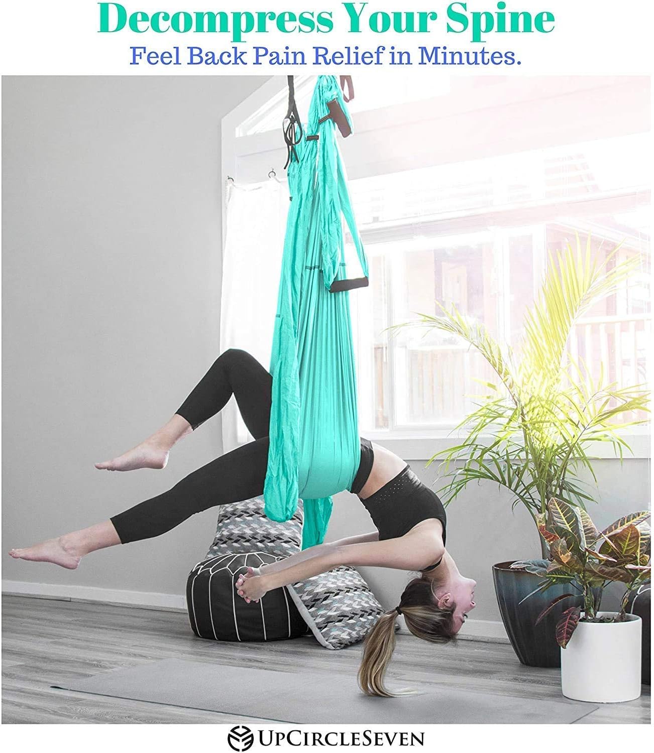 UpCircleSeven Yoga Wheel Set (Cyan) and Yoga Swing (Turquoise) Bundle