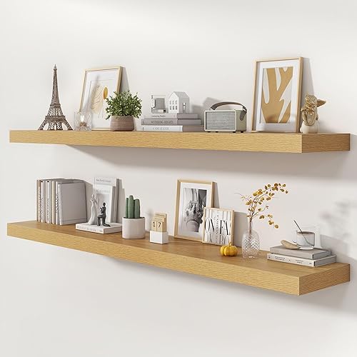 Miniatura 22 de Estantes flotantes de 12 pulgadas de profundidad, juego de 2 estantes flotantes marrones de 16 pulgadas, estantes rústicos de 16 pulgadas de ancho x