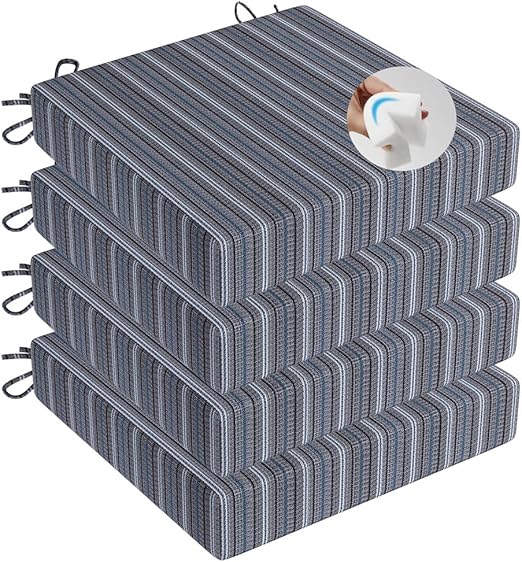WaterResistant Square Patio Seat Cushions 17"x17"x2"/4 Pack grey