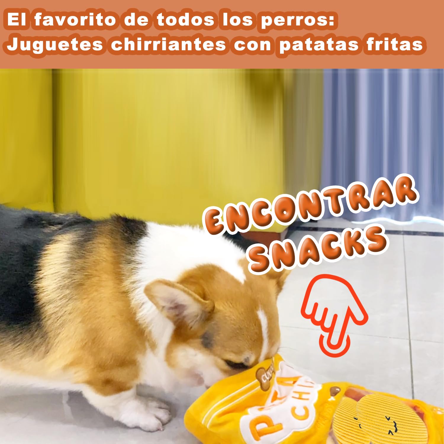 Juguetes para Perros Snuffle Toys Crinkly Squeaky Juguetes interactivos de Peluche para Perros pequeños medianos y Grandes - Juguetes de ovnis y Extraterrestres (Potato-chips-01)