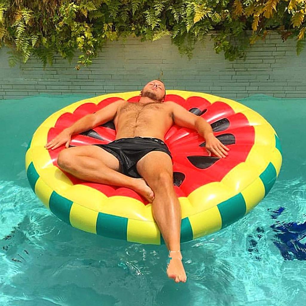 LIJUEZL Inflatable Round watermelon floating row,Children's water toys Adult swimming lounge chair Floating bed,143CM