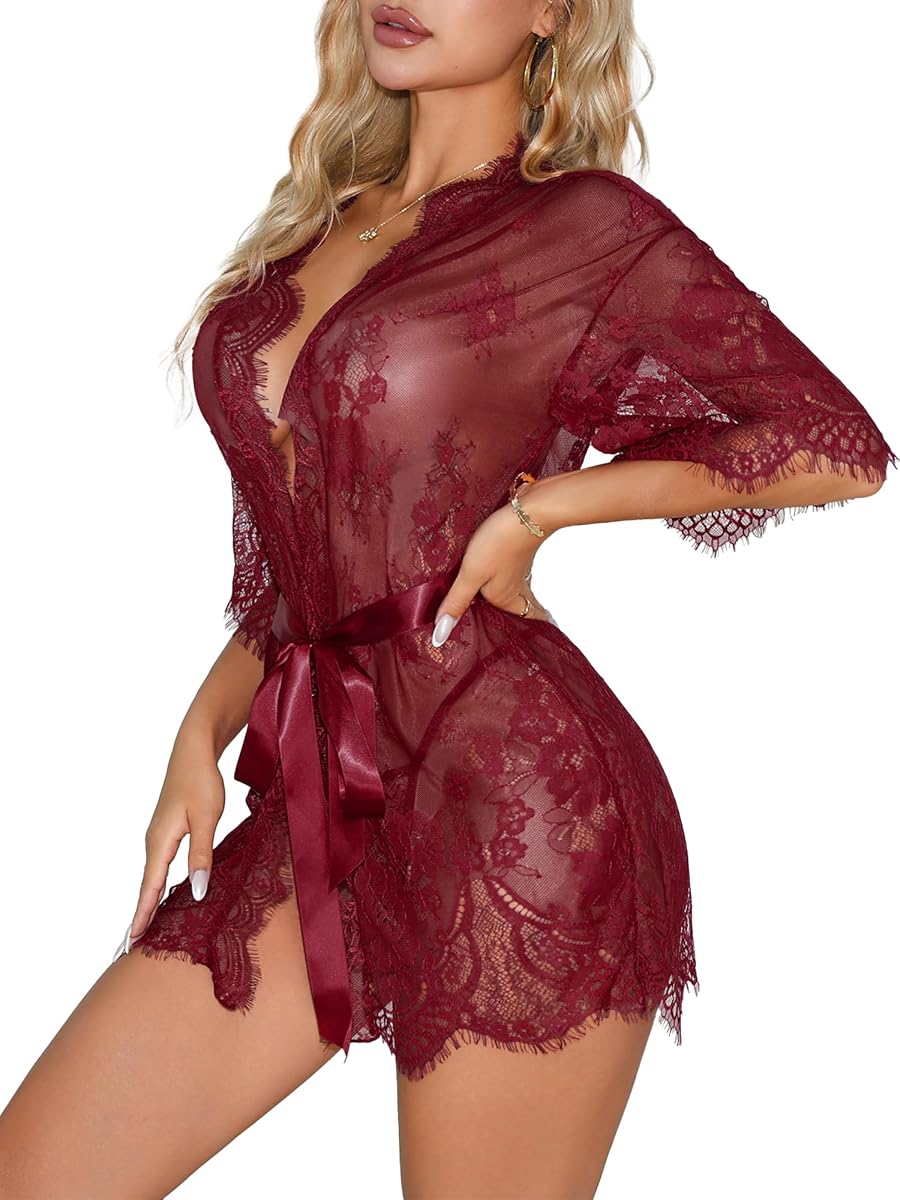 CRIPOM Camisón de encaje para mujer, talla XS-3XL