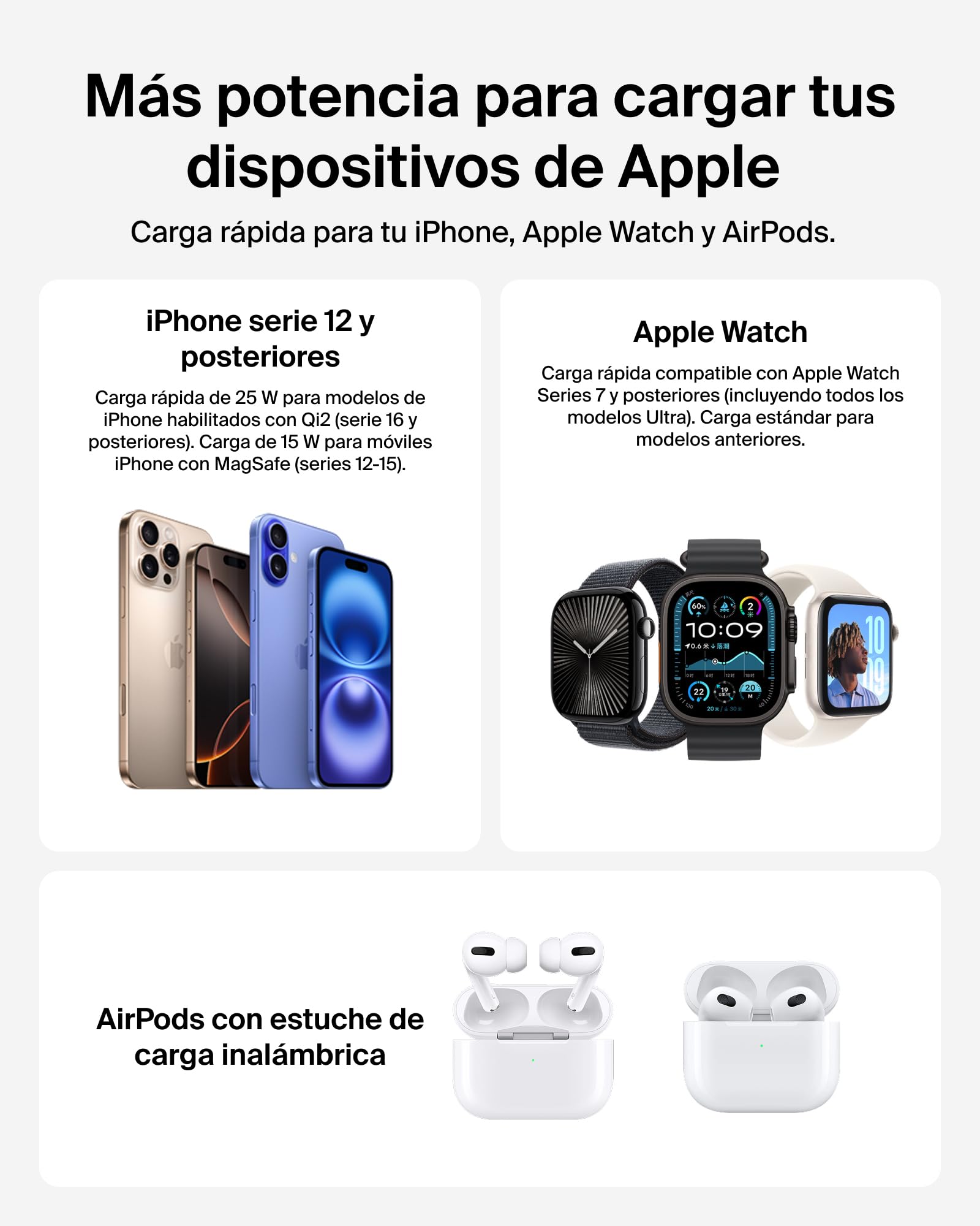 Belkin UltraCharge Pro Cargador Inalámbrico 3 en 1, 25W, Qi2 Compatible con MagSafe, Estación de Carga para iPhone 17, Air, Apple Watch, AirPods, Pixelsnap con Ventilador, Adaptador 45W - Negro