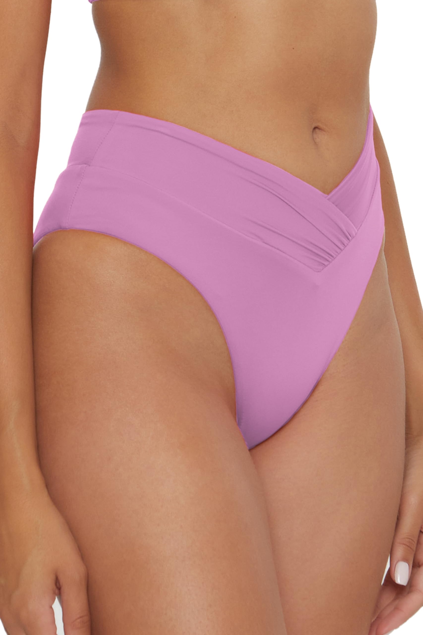 BECCA Slip Bikini Arricciato a Vita Alta da Donna, Colore Standard, Copertura sfacciata, Costumi da Bagno Separati
