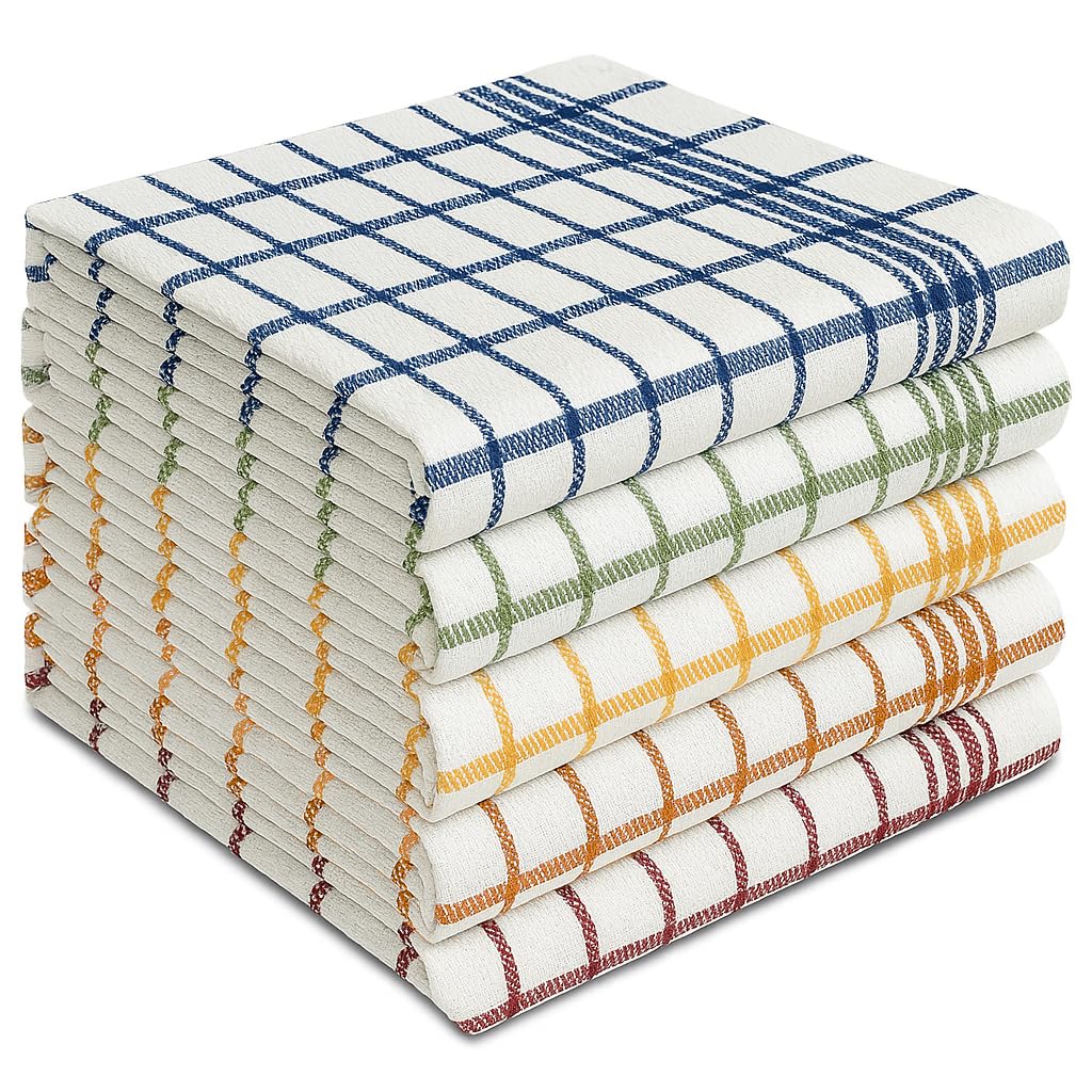 Fuller Earth Kitchen Tea Towels Set of 5 |100% Cotton | Lint Free Tea Towels - Super Absorbent Hand Towels | Incredibly Soft | Tea Towel Set - 50x70 cm Large Dish Towels - Cleaning Cloth