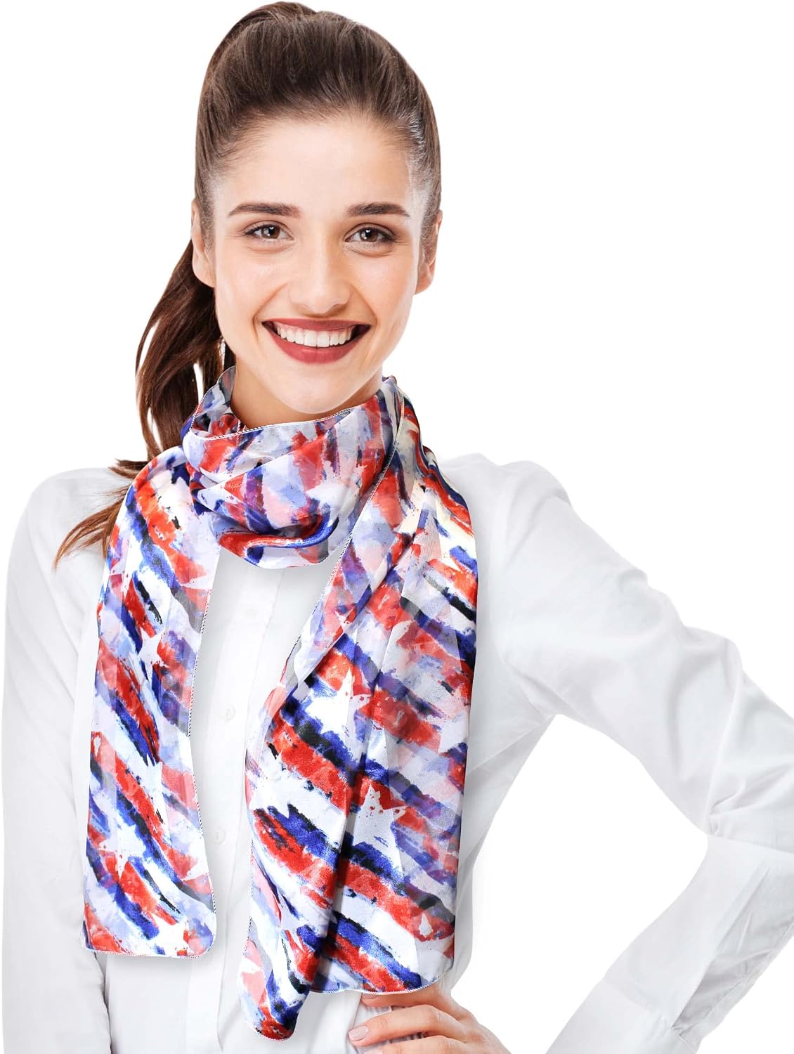 CBC Crown Patriotic USA Flag American Flag Star Scarf Fashion Novelty Scarves 13"x 60" or 35" x 35"