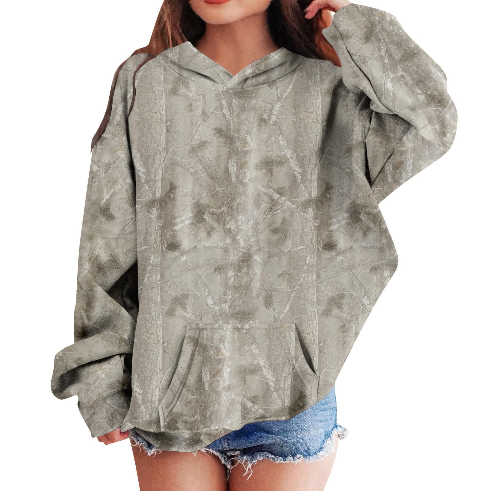 Camo Hoodie Kids Maple Leaf Print Fleece Pullover,Oversized Pocket Classic Sweatshirt for Boys & Girls(2-13 Years)