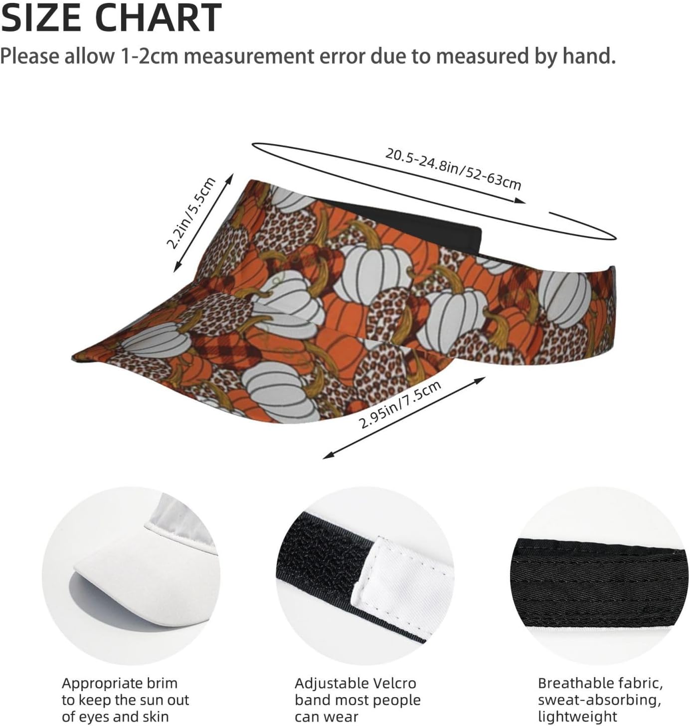 Cute Halloween Hats Cute Pumpkin Sport Sun Visor Hats Adjustable Empty Top Baseball Cap Sun Hat for Women Men - Image 4