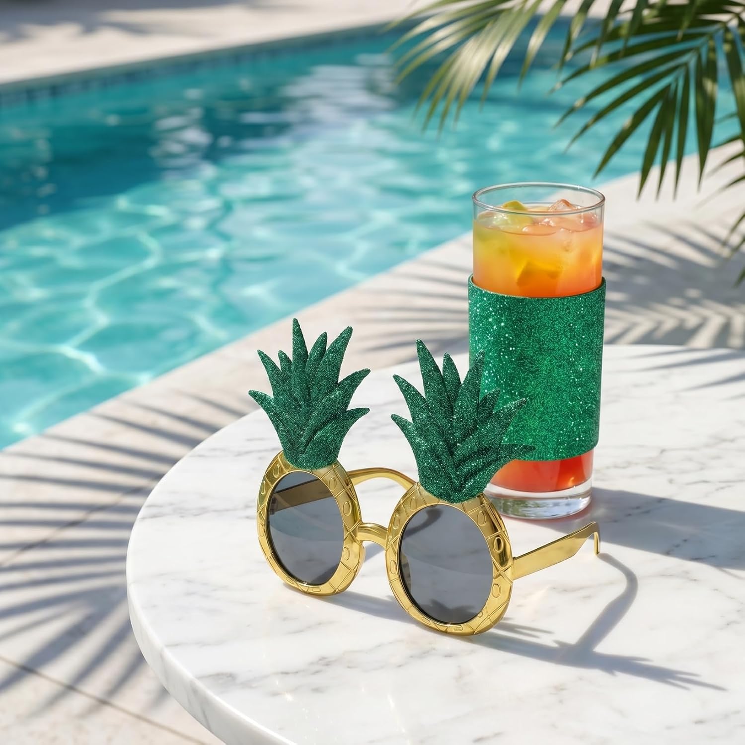 LIOOBO Tropical Pineapple Party Sunglasses: 2pcs Novelty Fruit Eyewear for Hawaiian Luau And Summer Beach Events, Funny Sunglasses for Adults And Children