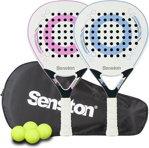 Senston Raqueta de pádel con superficie de fibra de carbono con núcleo de espuma flexible de memoria EVA, pala de pádel con bolsa de transporte y