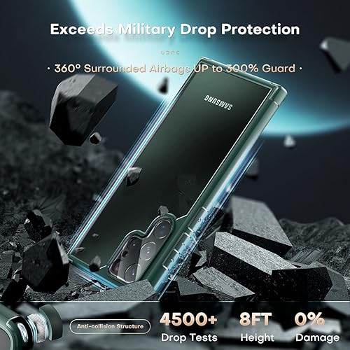 Vista 147 de Funda TOCOL [Paquete de 1+2] diseñada para Samsung Galaxy S22 Ultra, con 2 protectores de lente de cámara, parte trasera dura mate translúcida