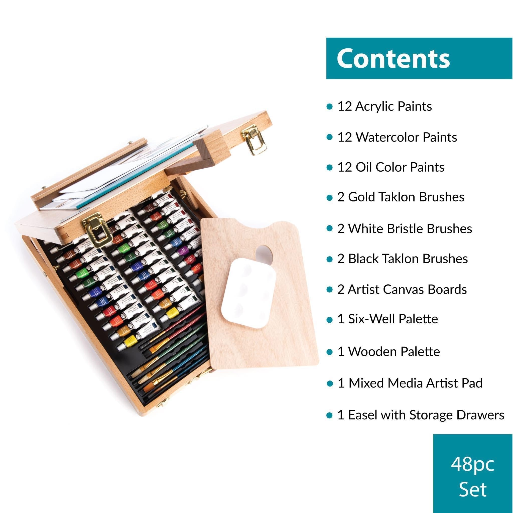 Royal & Langnickel Acryl - Paquete de 48 tubos de pintura acrílica y pinceles, multicolor