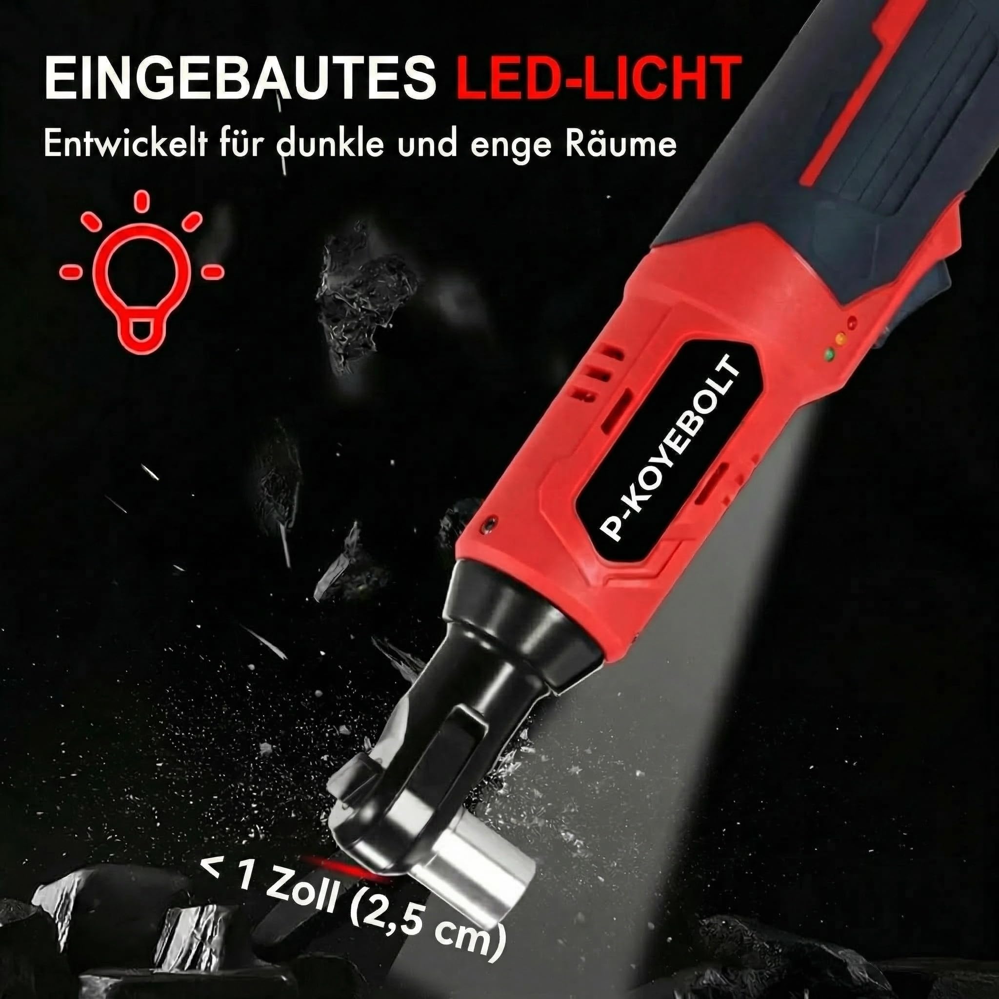 Electric Ratchet Wrench，2 Akkus und Schnellladegerät für Autoreparaturen, Heimwerkerarbeiten (57 Nm)