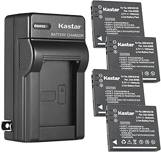 Kastar 4-Pack Battery and AC Wall Charger Replacement for Panasonic CGA-S008 CGA-S008A CGA-S008A/1B CGA-S008E CGA-S008E/1B, DMW-BCE10 DMW-BCE10E DMW-BCE10PP, VW-VBJ10 VW-VBJ10E-K VW-VBJ10PP1K RP-BP70L