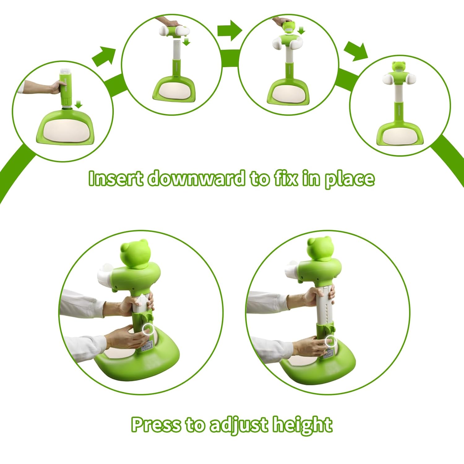 Baby Shower Stand Baby Bath Standing Support with Anti-Slip Soft Mat for 6-36 Months Adjustable Stable Easy Setup Press for Sounds Soporte para Bañera De Bebé Newborns Gift Fits Infants - Green Frog