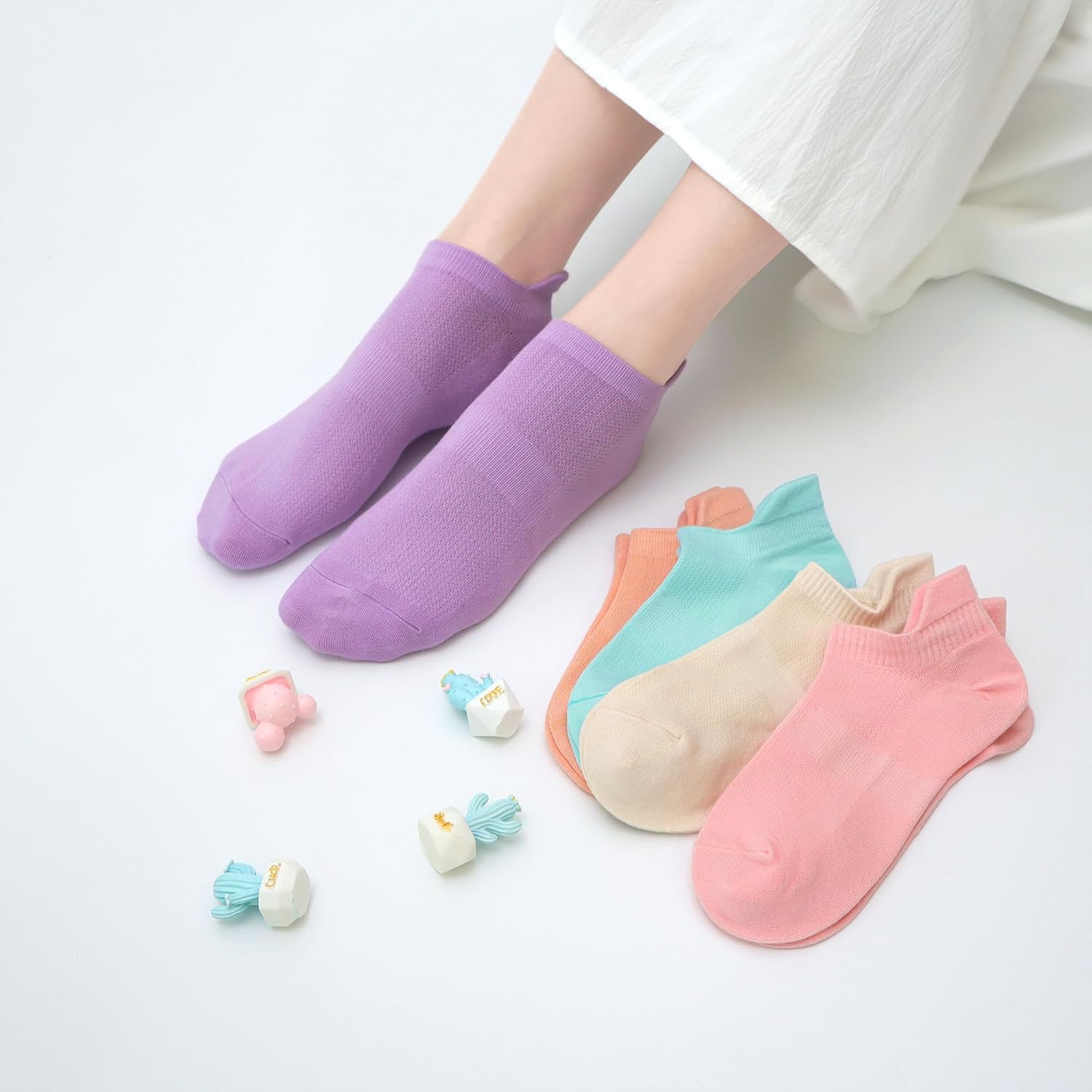 SERISIMPLE Ultra-Soft Viscose Bamboo Kids No-Show Socks Ankle Thin Comfortable Low Cut Socks for Boys&Girls Non Slip 5 Pairs - Image 2