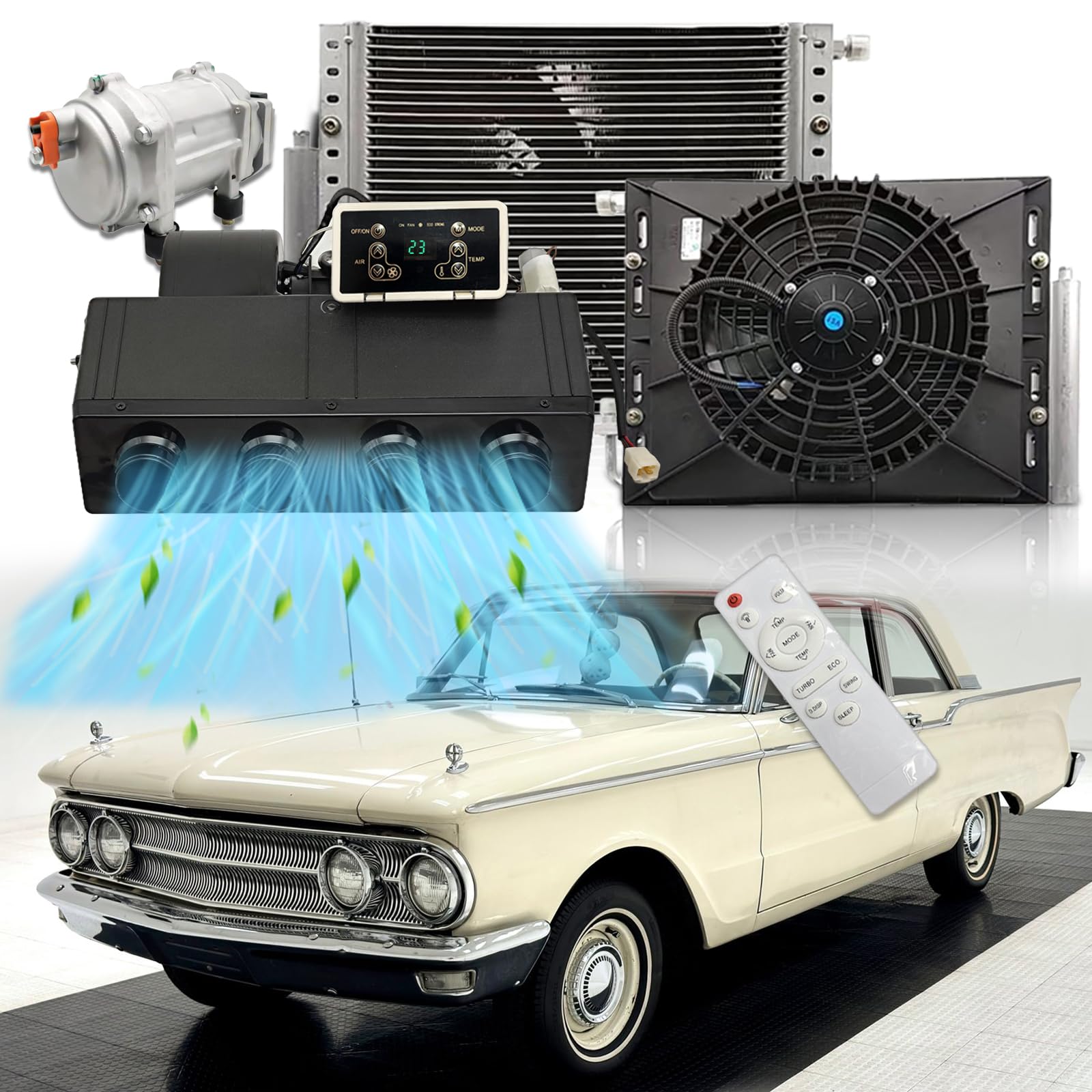 12V 10000 BTU Under Dash Air Conditioner & Heater Kit - For Classic Cars, Trucks, RVs, ATVs