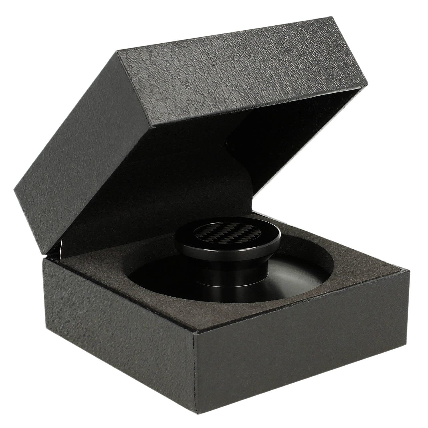 _blank #023bk | Stabilizzatore per Giradischi | Superficie di Supporto in Fibra di Carbonio e Inserto per Impugnatura | Peso del Disco | Alluminio | Nero | Peso del Supporto 335g