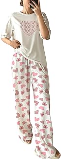 KSHS Cotton T-Shirt & Pyjama Night Suit for Women | Stylish Aesthetic Printed Night Dress for Home & Casual Wear | Summer ... Price In India