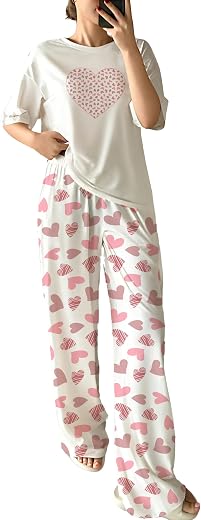 KSHS Cotton T-Shirt & Pyjama Night Suit for Women | Stylish Aesthetic Printed Night Dress for Home & Casual Wear | Summer ...